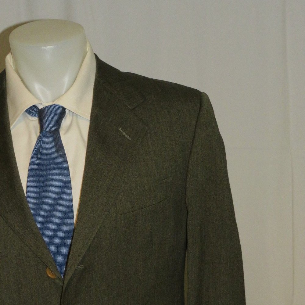 Romeo Gigli Green Solid Woven Vintage Three Button Suit 38R